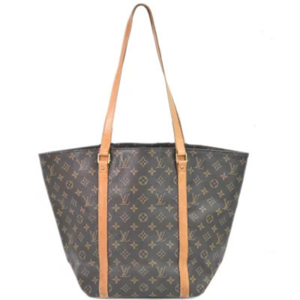 Louis Vuitton LV Sac Shopping Monogram Tote Shoulder Bag Canvas Leather Brown